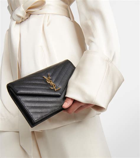 ysl black patent wallet|Patent leather Cassandre chain wallet .